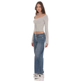 Low Rise Wide Leg Jeans in Blue
