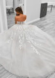 A Line Sweetheart Tulle Wedding Dresses With Slit