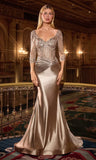 Stella Evening Gown Embroidered Long Sleeve Formal Dress