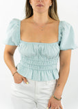Talia Puff Sleeve Top Blue