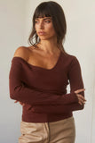 Marlena One Shoulder Sweater in Brown