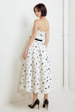 BLACK ROSE STRAPLESS MIDI DRESS