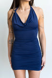 Lucy in the Sky Embellished Cowl Neck Dress in Navy