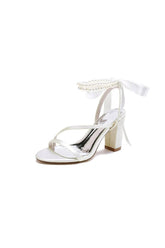 Pearl Open Toe Ankle Strap High Heels
