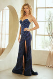Kalina Gown Rosette Hot Stone Strapless Dress