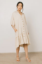 Theo Striped Midi Dress in Mustard FINAL SALE