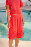 Molly Embroidered Shorts in Red