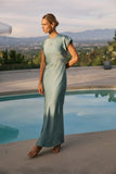 Hannah Satin Maxi Dress in Teal