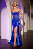 PRESTON GOWN STRAPLESS SATIN HOT STONE BUSTIER DRESS