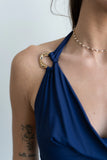 Lucy in the Sky Embellished Cowl Neck Dress in Navy
