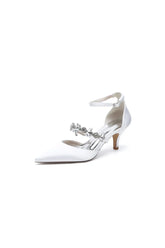 Pointed Toe Rhinestone Ankle Straps High Heels