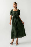 Luca Embroidered Maxi Dress in Hunter Green FINAL SALE