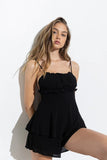 Lyla Ruffled Romper in Black