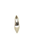 Champagne High Heels with Silver Bead and Lace Trim