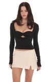 Lucy in the Sky Side Slit Mini Skort in Cream