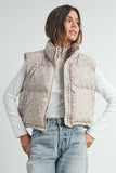 High Neck Floral Puffer Vest