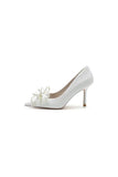 Womens Wedding Shoes Pointed Toe Stiletto Heels With Bow