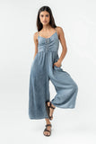 Khloe Cropped Denim Jumpsuit
