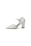 Pointed Toe Mesh Strap Buckle Chunky Heels