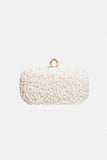 Womens White Pearls Beaded Evening Clutch Bags