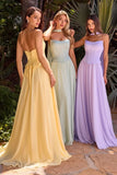 ISABELLA GOWN STRAPLESS CHIFFON DRESS WITH SCARF