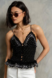 Keira Smocked Tank Top in Black