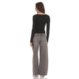 Lucy in the Sky Ribbed Hook and Eye Cardigan in Black
