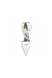 White Satin Heels with Cross Strap Design and Pearl Accented Buckle