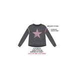 Star washed top with stitching