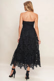 CAREFREE NIGHTS LACE MIDI DRESS BLACK