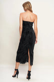 TEMPTATION BLACK VELVET LACE MIDI DRESS FINAL SALE