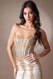 Blakely Gown Strapless Embellished Corset Tulle Dress