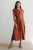 Rosalind Midi Dress in Rust FINAL SALE