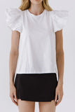 Barbra Puff Sleeve Tee in White