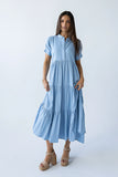 Amanda Tiered Dress in Slate Blue