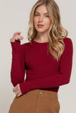 Long Sleeve Crew Neck Viscose Rib Sweater