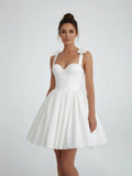 Sweet A Line Sweetheart Sleeveless Short Satin Wedding Dresses