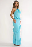 NADIA HALTER MAXI DRESS OCEAN BLUE