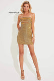 4210 Primavera Strapless Beaded Short Dress