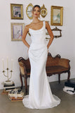 Danilynn Gown Off White One Shoulder Satin Mermaid Dress