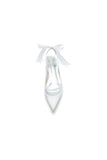 Satin Pointed Toe Mesh Low Heels With Bow