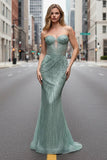Maddox Gown Sage STRAPLESS GLITTER EMBELLISHED GOWN