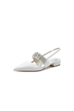 Rhinestone Pointed Toe Strap Buckle Glitter Low Heels