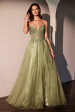 MERI GOWN STRAPLESS LAYERED TULLE A LINE DRESS