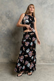 Eden Floral Midi Skirt in Black
