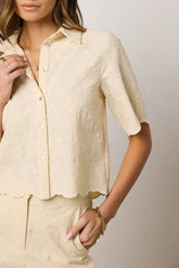 Perrie Floral Button Up in Cream FINAL SALE