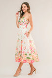 BRUNCH BOUQUET STRAPLESS FLORAL MIDI DRESS