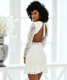 Medindie Dress White Lace Open Back Dress