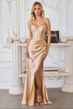 Rory Gown Strapless Bustier Fitted Satin Gown