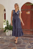 Miya Collared Midi Dress in Navy FINAL SALE